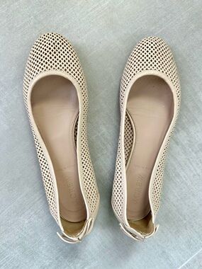 J. Crew Women's Perforated Cream Leather Ballet Flats
